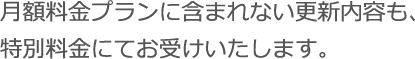 月額料金プランに含まれない更新内容も、特別料金にてお受けいたします。